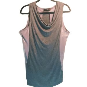 THE LIMITED Cowl Neck Sleeveless Top Drape Style Tank Top Gray Silver Metalic M